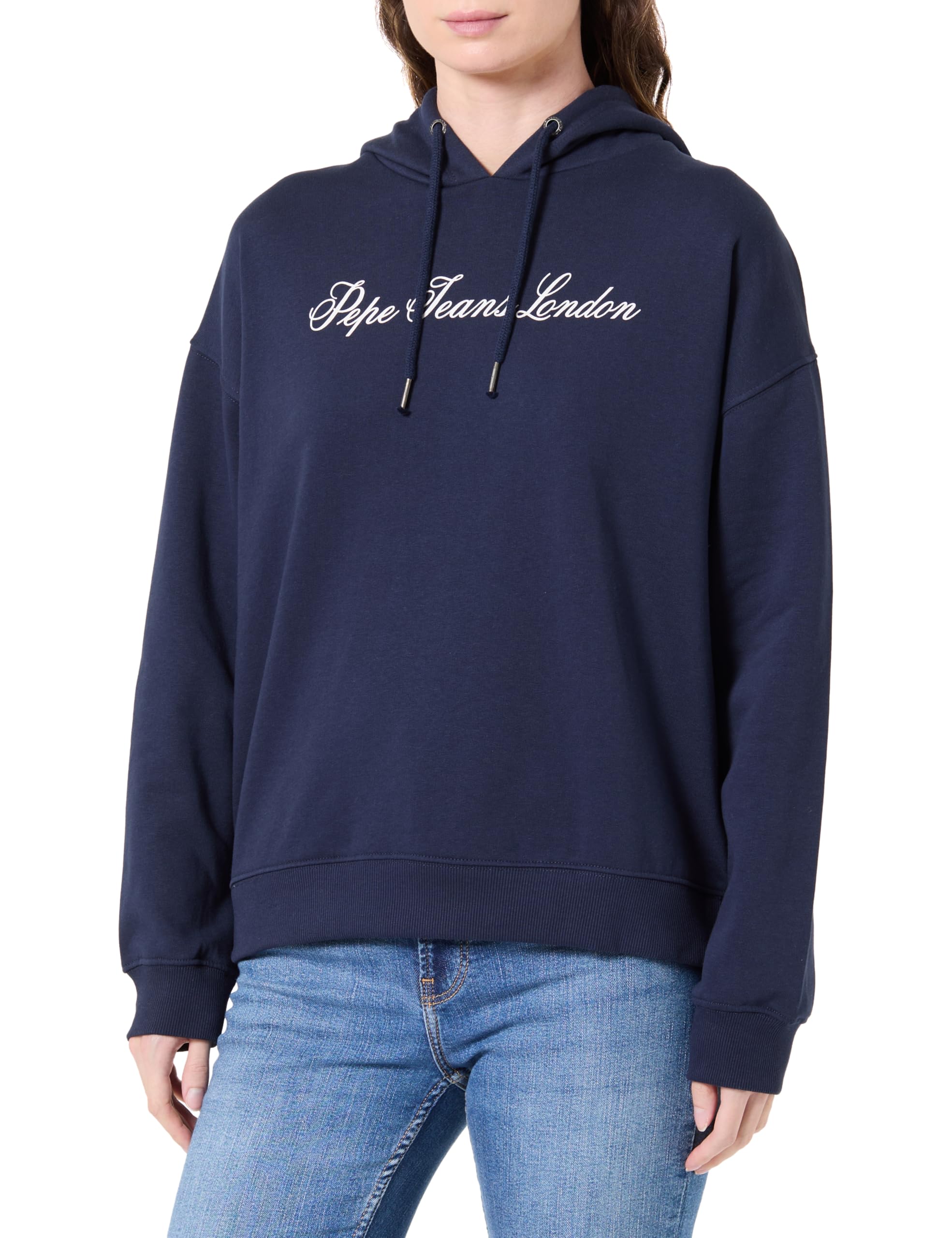 Pepe Jeans Women's Blue(Navy) W Basic Hoodie Sweatshirt, L