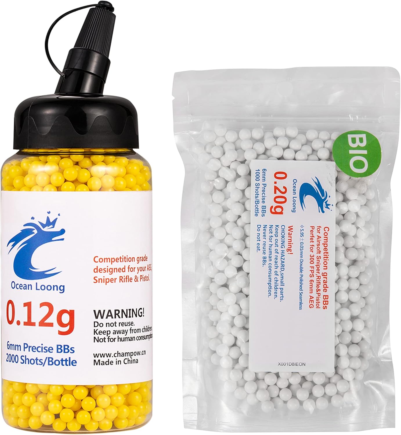Airsoft Pellets 0.12g 6mm 2000+1000 Rounds with an resealable Plastic Bottle& an Easy-Pour spout,Yellow and White Airsoft BBS : Sports & Outdoors