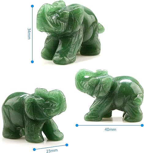 Miniatura 2 de Mezcla de 12 figuras de elefante de Gemstone talladas a mano con cristales curativos de buena suerte para decoración del hogar, 1.5 pulgadas