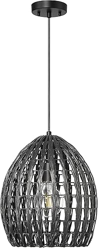 Robert Stevenson Lighting Persephone - Lámpara de techo de ratán tejida a mano y metal, natural