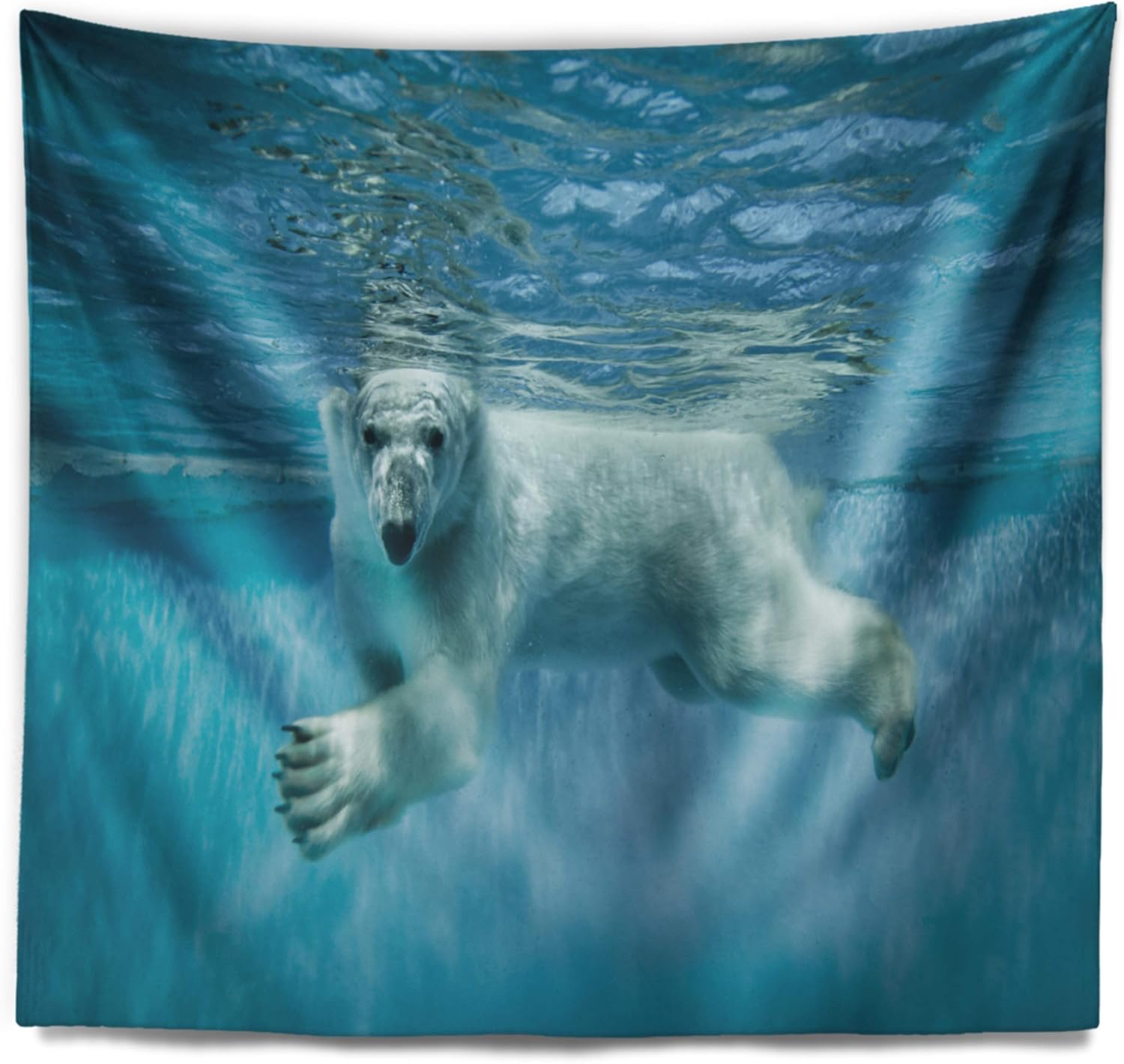 Designart ' Polar Bear Swimming Under Water' Animal Tapestry Blanket Décor Wall Art for Home and Office x Large: 92" x 78"
