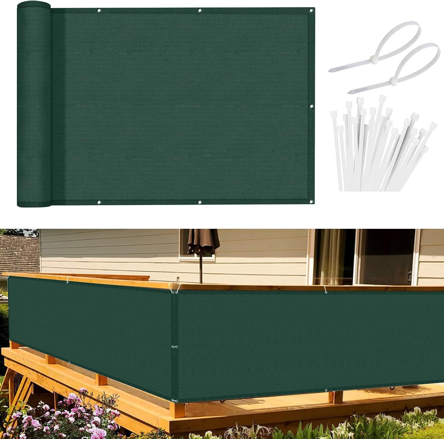 Sunnylaxx Balcony Privacy Screen Include Cables 115x800cm Green ...