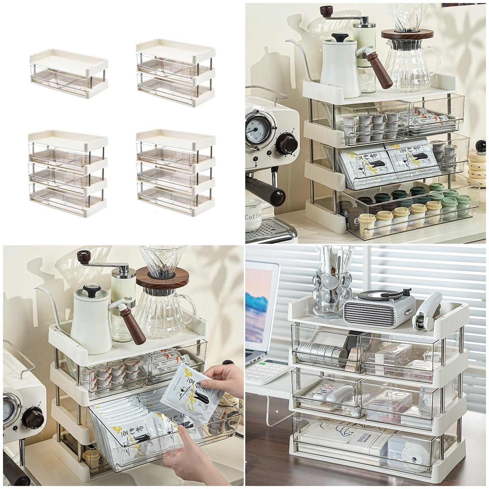 Scaffale portaoggetti funzionale modularizzato per bagno, cucina, libri, giocattoli, pratica struttura in plastica robusta, organizer multistrato