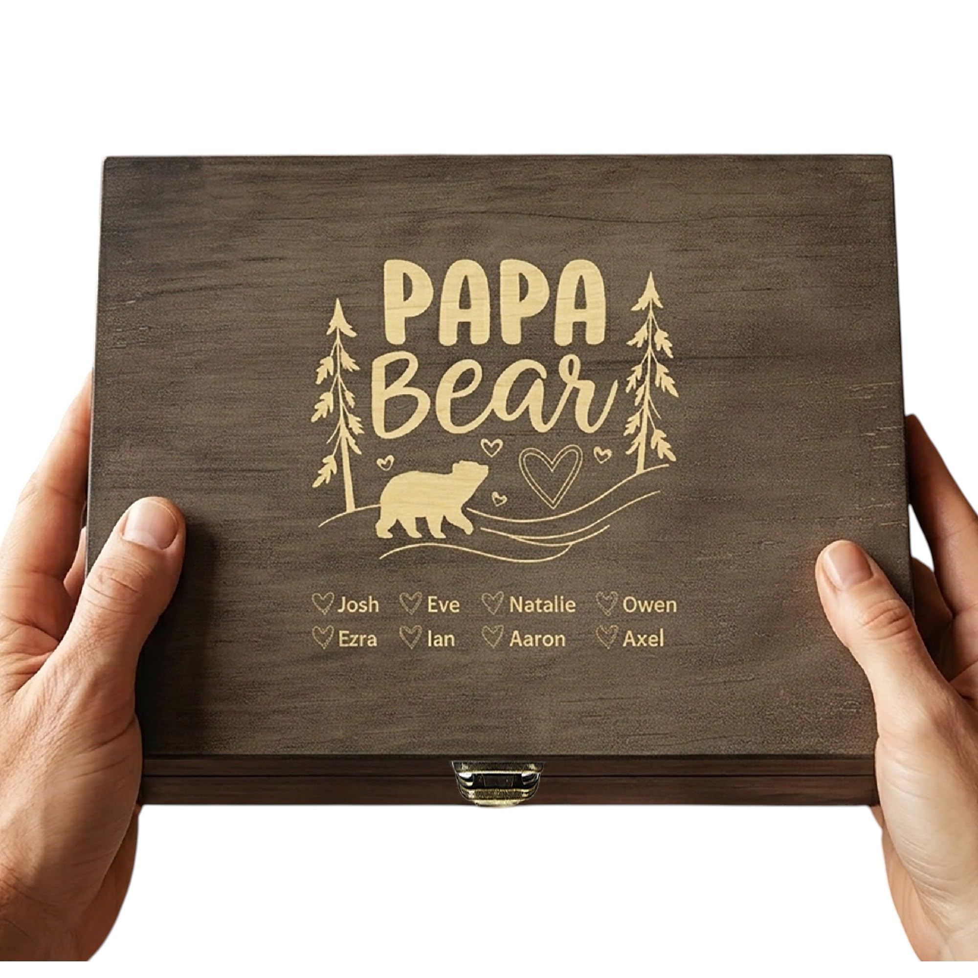 Personalized Gift for Dad or Grandpa, Engraved Wooden Family Memory Box