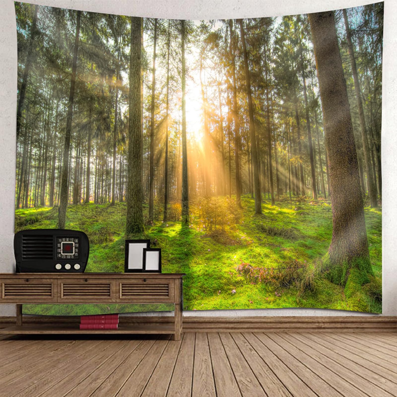 Tapisserie murale nature tissu lumière soleil forêt décoration - 6