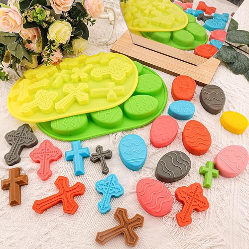 Miniatura 4 de Moldes de silicona de Pascua para chocolate, huevo de Pascua, conejo, molde cruzado Shpaed molde para hornear para fiesta de Pascua, bombas de
