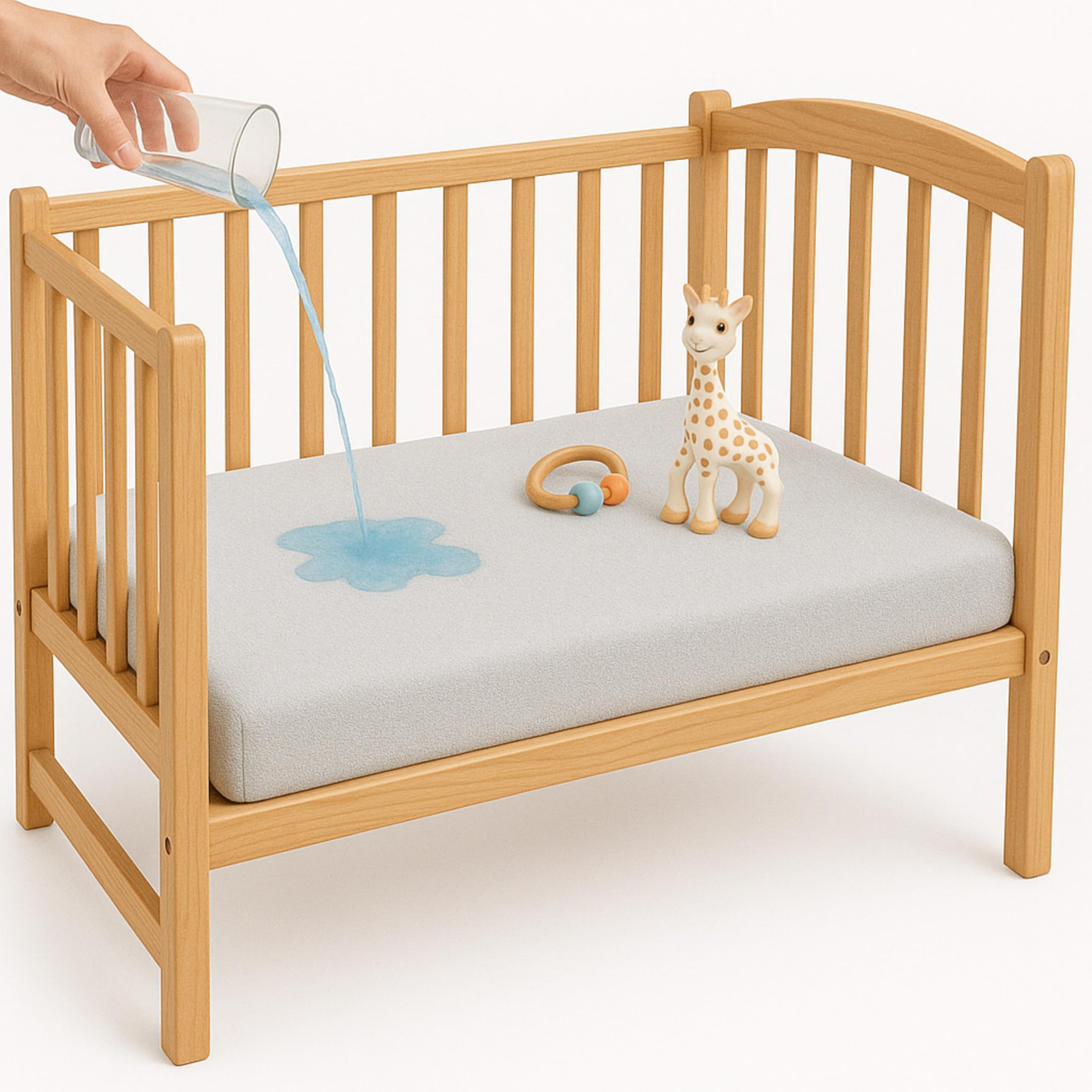 Dudu N Girlie Mini Cot Mattress Protector 100 x 50 cm - Noiseless Waterproof Pad Cover - Space Saver Cot Fitted Sheet Silent Topper for Baby Children Cot.
