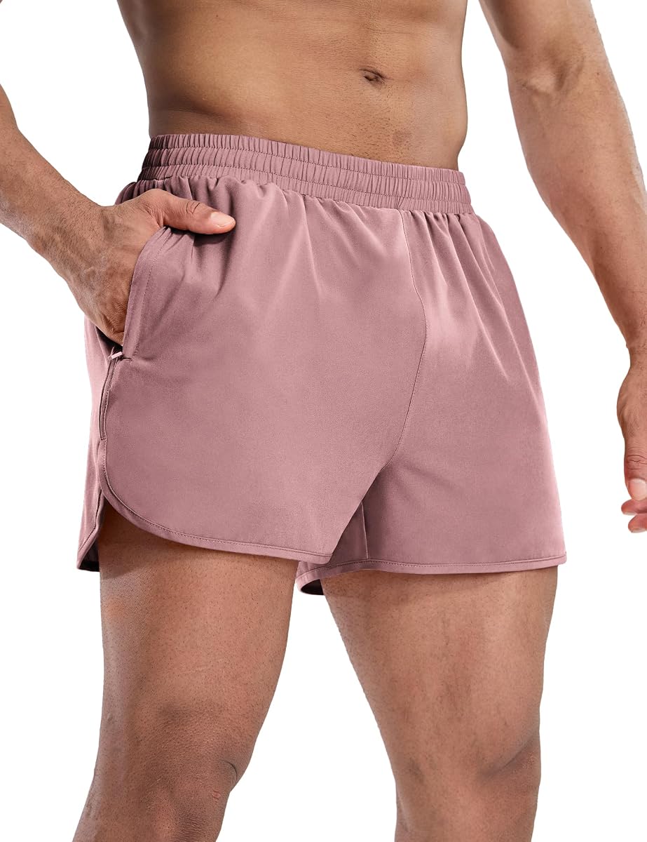MIER Men's Athletic Running Shorts - 3 Inch Quick Dry Lined Shorts | Quick-Dry, Stretch, Mesh Brief, Elastic Drawcord Waist, Side Splits, 2 Zipper Pockets, 1 Internal Pocket, Machine Washable