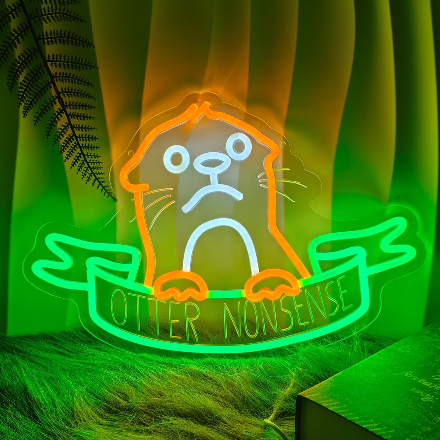 "OTTER NONSENSE" Otter Neon Sign - Funny Otter Decorative LED Light - Cute Otter Gift for Room or Office Decor