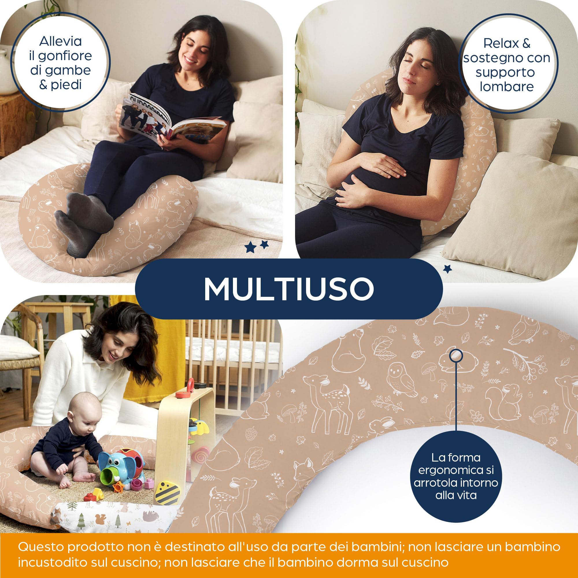 Niimo Cuscino Allattamento e Gravidanza XXL - Cuscino Gravidanza per Dormire con Federa 100% Cotone, Vincitore Del Doppio Platino Nel 2022, Ciambella Allattamento Neonato, Cuscino per Gravidanza