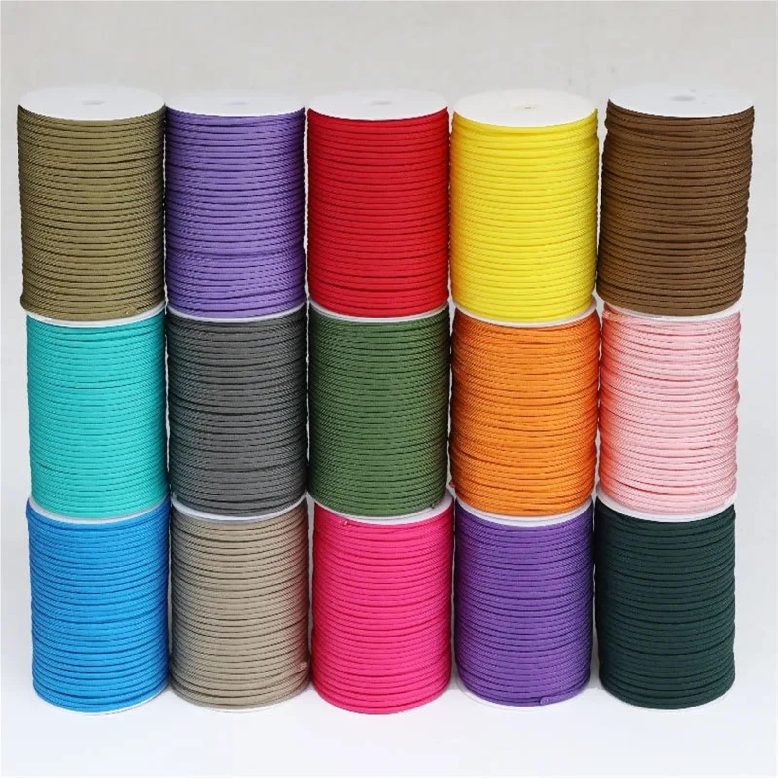 Paracorde Cuerda de Paraguas 7 núcleos montada en Eje 100m, Pulsera Cuerda paracaídas 4mm, Alambre Trenzado, tracción for Tienda, Viento(64 Pink)
