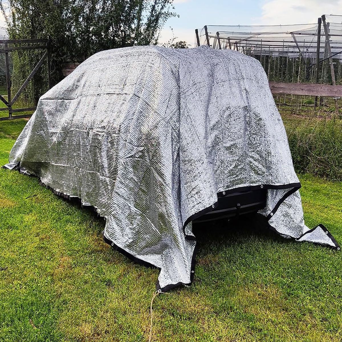 Sune Protect - Tela de aluminio 75% de protección solar de 4 x 9 m para invernadero, patio, planta, flor, pollo, cochera, cubierta de toldo para exteriores