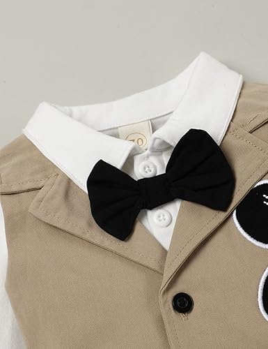 Miniatura 2 de Ropa de bebé recién nacido, trajes de caballero, mameluco de manga larga, traje de esmoquin con corbatín