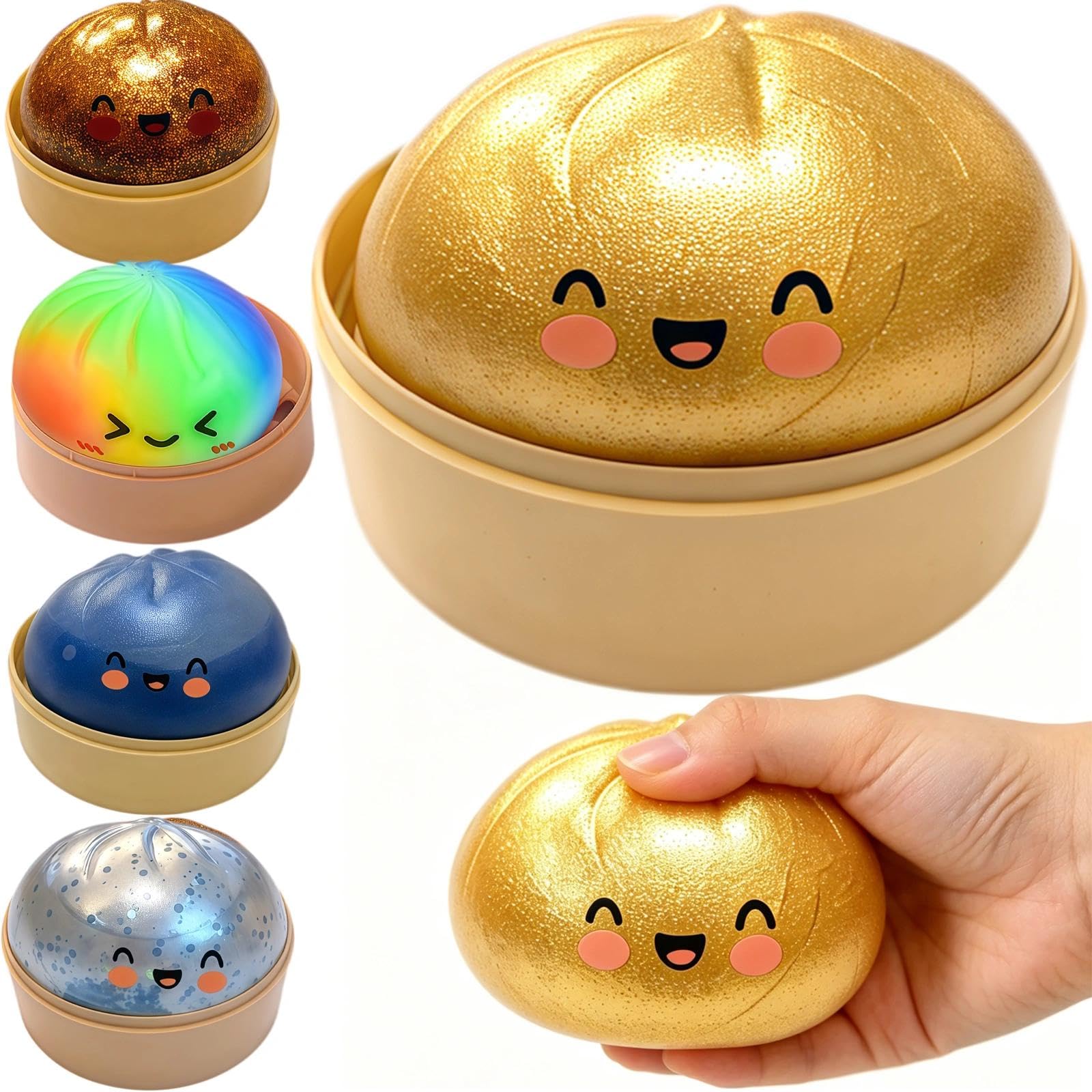 Dumpling Squishy, Glitter Golden Bun Squeeze Mystery Box, Slow Rebound Relaxing Decor, Portable Calming Ornament for Daily Leisure and Gifting — image 1