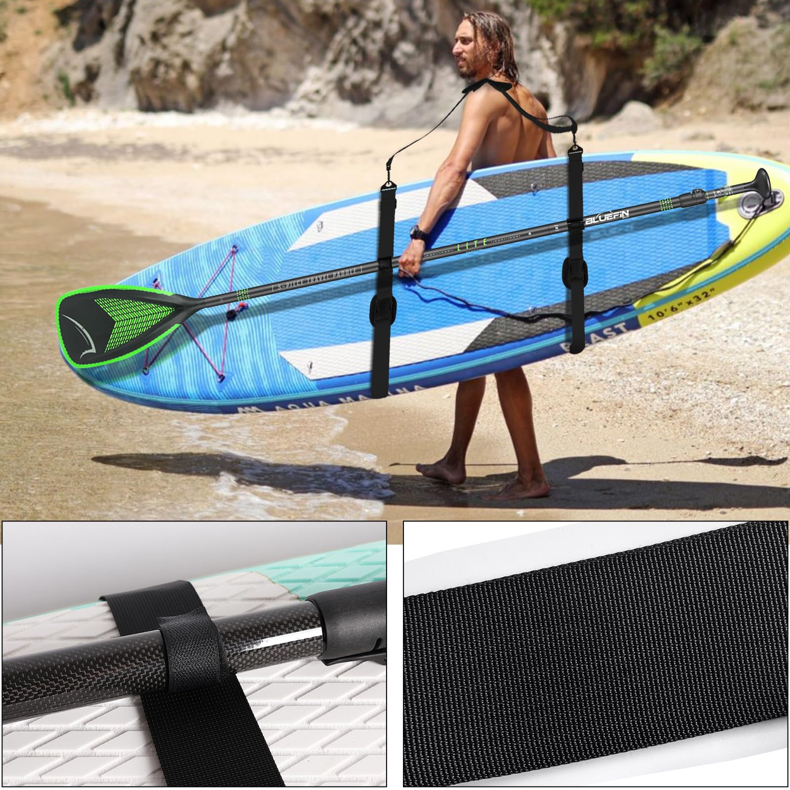 Correa Ajustable Transporte Sup Kayak,Portátil de Pie,Tabla de Surf, Canoa,Reforzado Actualización