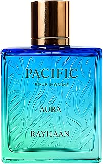 Rayhaan Pacific Aura - Citrus, Aromatic, Mint, Amber, Fresh - Eau de Parfum Spray for Men, 3.4 Ounce / 100 ml