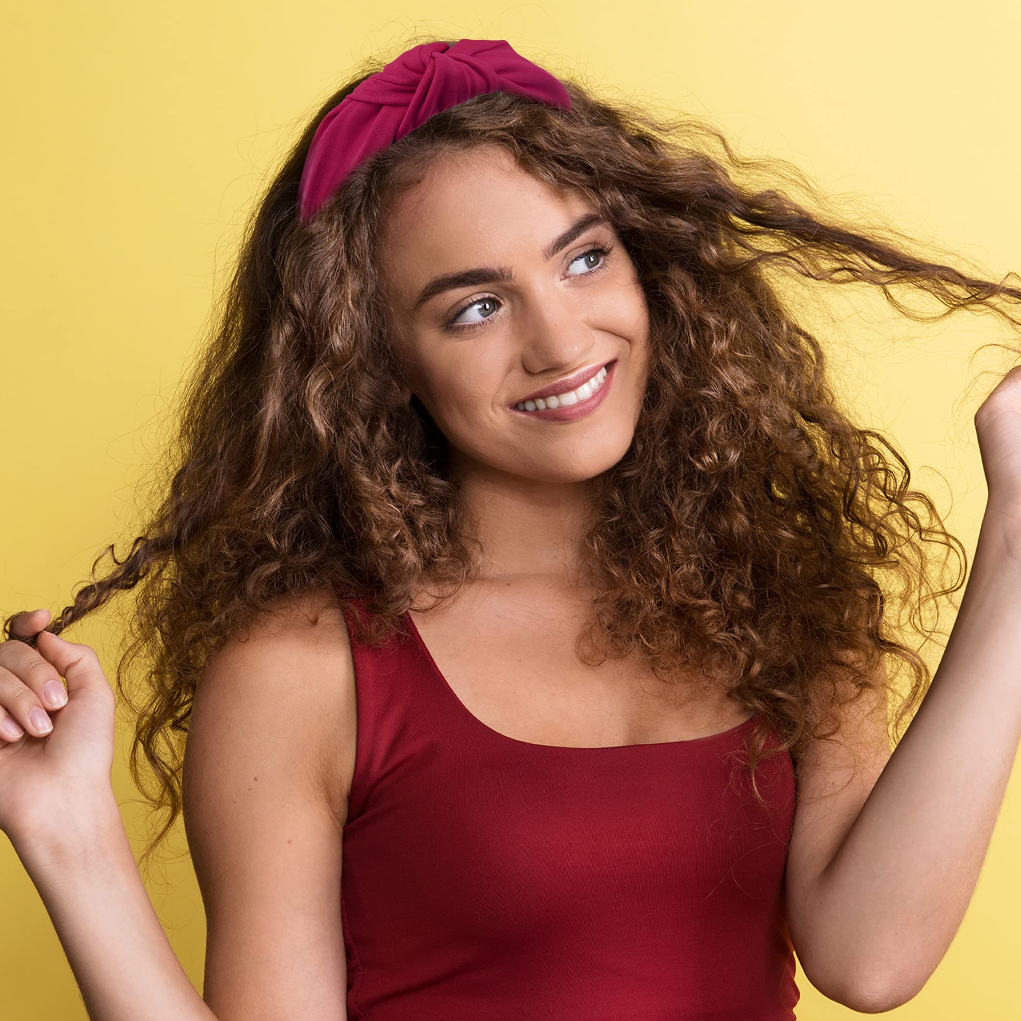 SIQUK 15 diademas de nudo superior para mujer en 15 colores, diadema de nudo cruzado, diademas anchas de tela