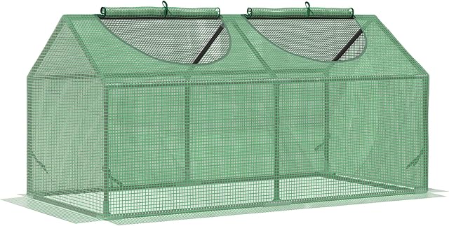 Outsunny Mini Greenhouse, Small Plant Grow House for Outdoor with Durable PE Cover, Observation Windows, 120 x 60 x 60 cm, Green