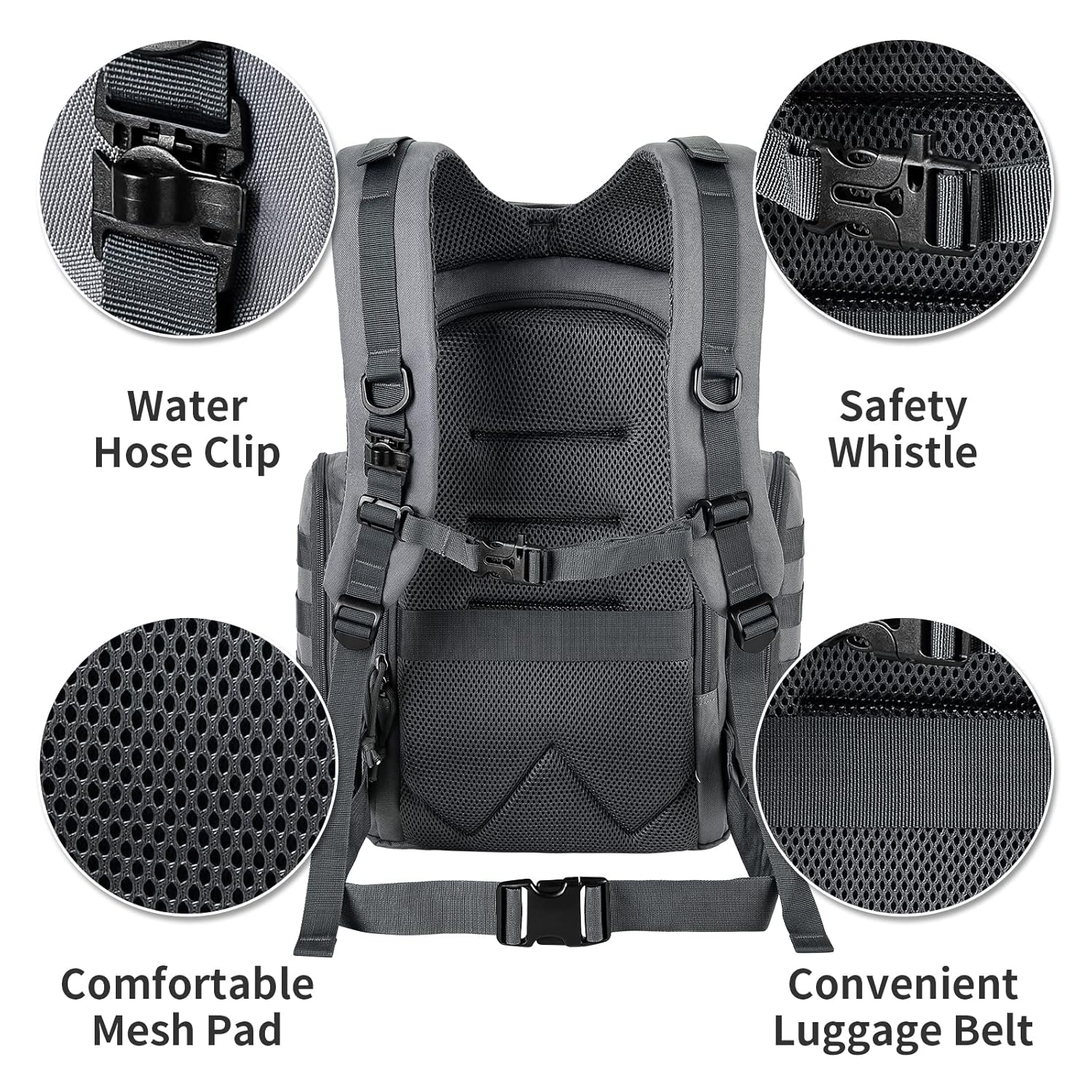 SHARKMOUTH Diaper Bag Backpack for Dad and Mom, Military Molle diaper Pack with Insulated Bottle Holders and Wipe Pocket