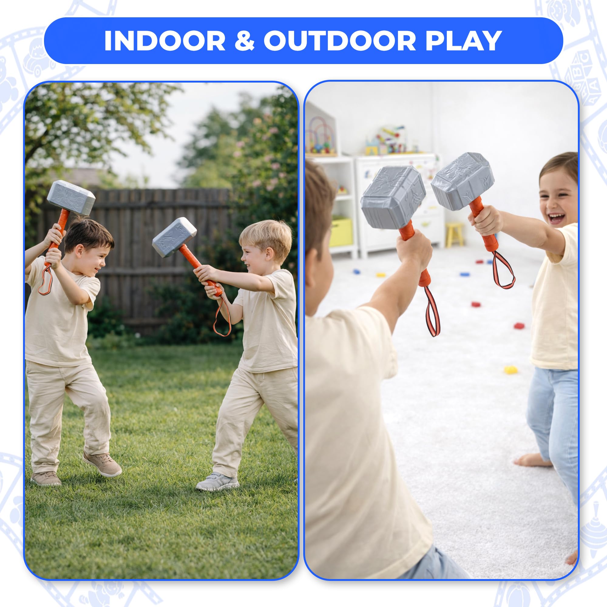 Ratna's Thunder Hammer Toy for Kids, Plastic, Light Weight, a Pretend Play Toy Weapon for Boys, Kids 3