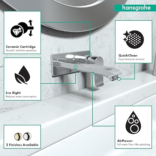 Miniatura 6 de hansgrohe Metris 31086821 - Grifo para lavabo de baño de 5 pulgadas de alto, fácil de instalar, 1 manija y 2 5 pulgadas de alto, níquel cepillado,