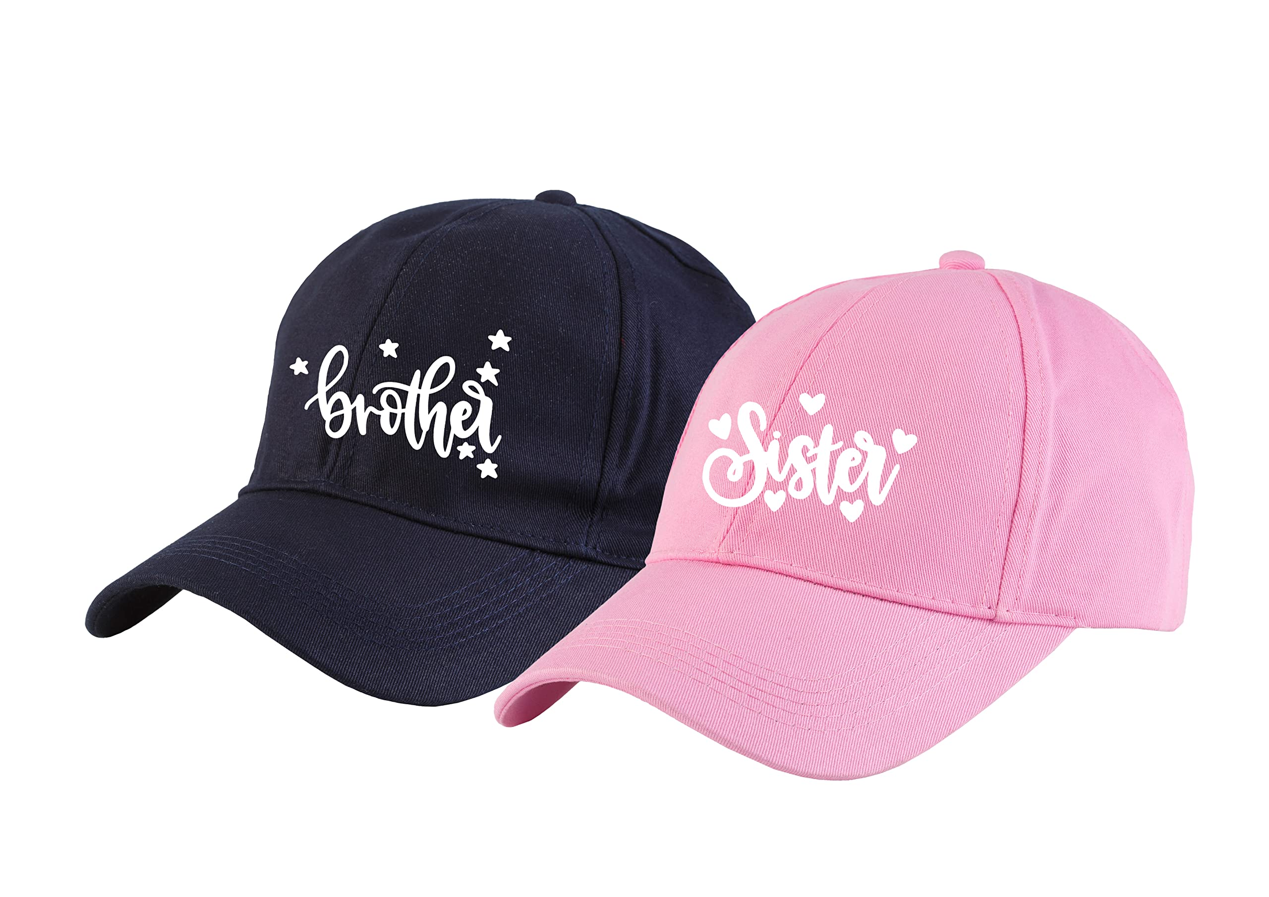 AICABrother Sister Cotton Cap – Blue & Pink Color, Adjustable Strap, Free Size