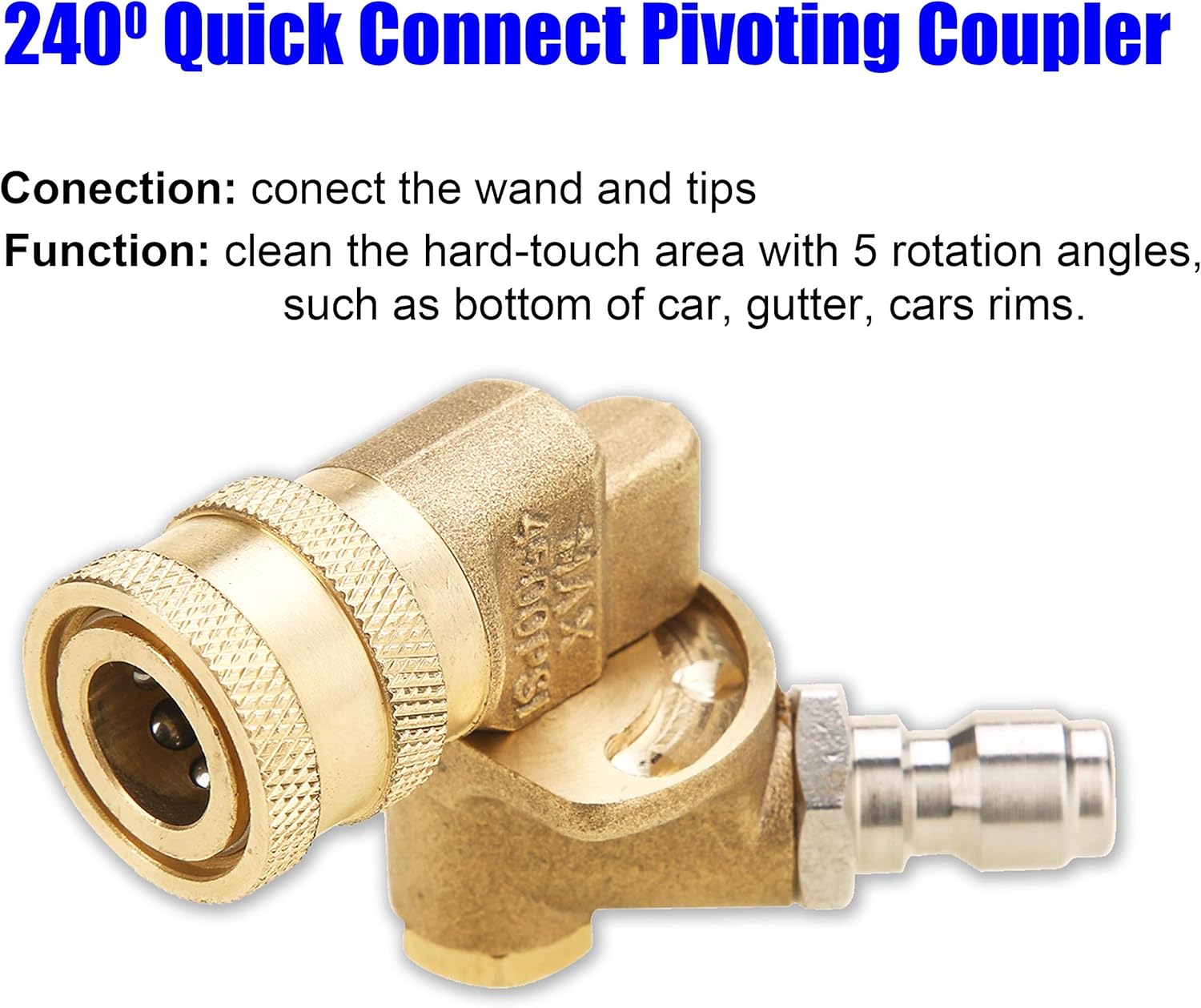 M MINGLE Pressure Washer Pivoting Coupler with 7 Power Washer Nozzle Tips | Pressure Washer Angle Tip, 1/4 inch Quick Connect , 4500 PSI, 8-Pack