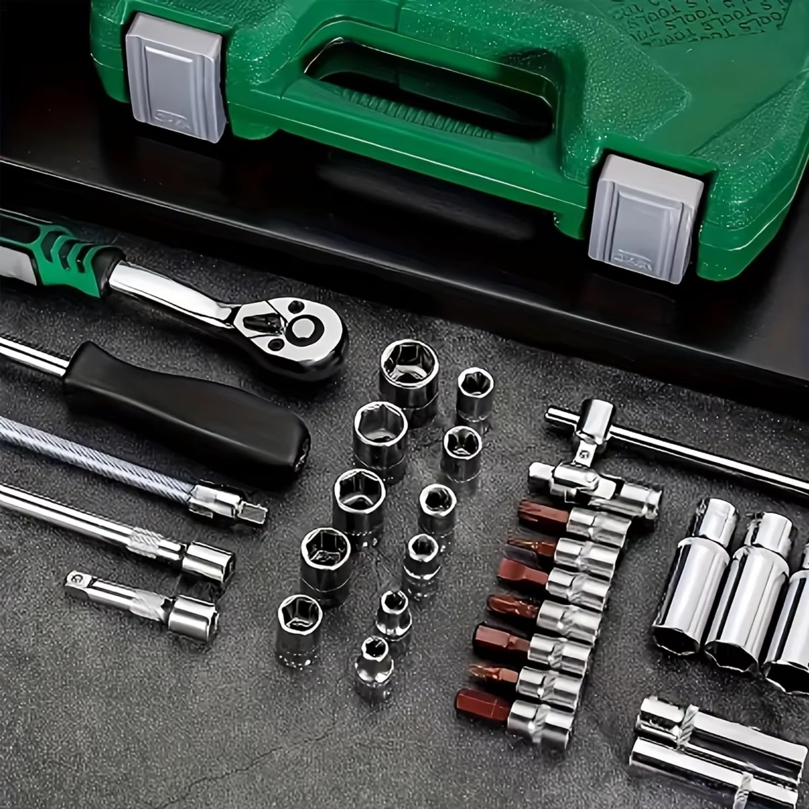 Maletín herramientas multiusos Juego De Llaves De Trinquete De 53 Uds. Enchufes De Trinquete Reversibles Kit De Reparación De Automóviles Para El Hogar Herramientas Manuales