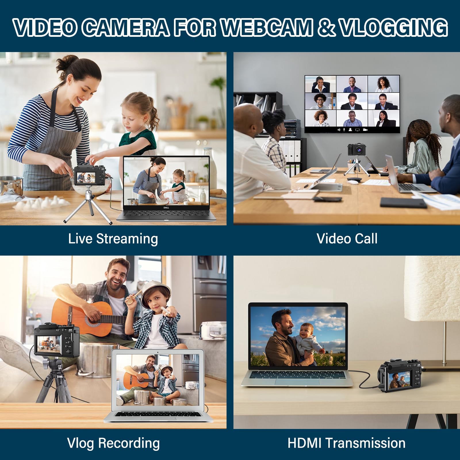 Macchina Fotografica 4K, 64MP 18X Fotocamera Digitale, 3'' Macchina Digitale Compatta Vlogging Camera con Scheda di Memoria da 32 GB Caricabatterie Lettore e 2 Batterie per Principianti
