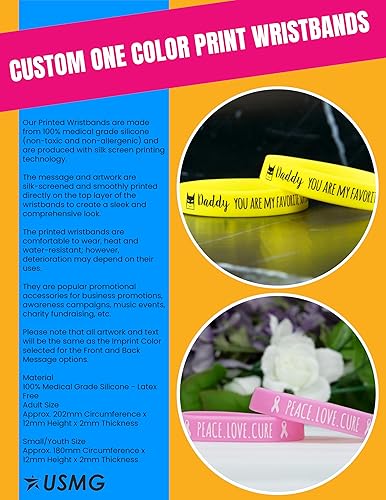 Miniatura 2 de Pulseras de goma personalizadas con estampado de un solo color, pulseras de silicona, añade un mensaje, personalizadas para motivación, eventos,