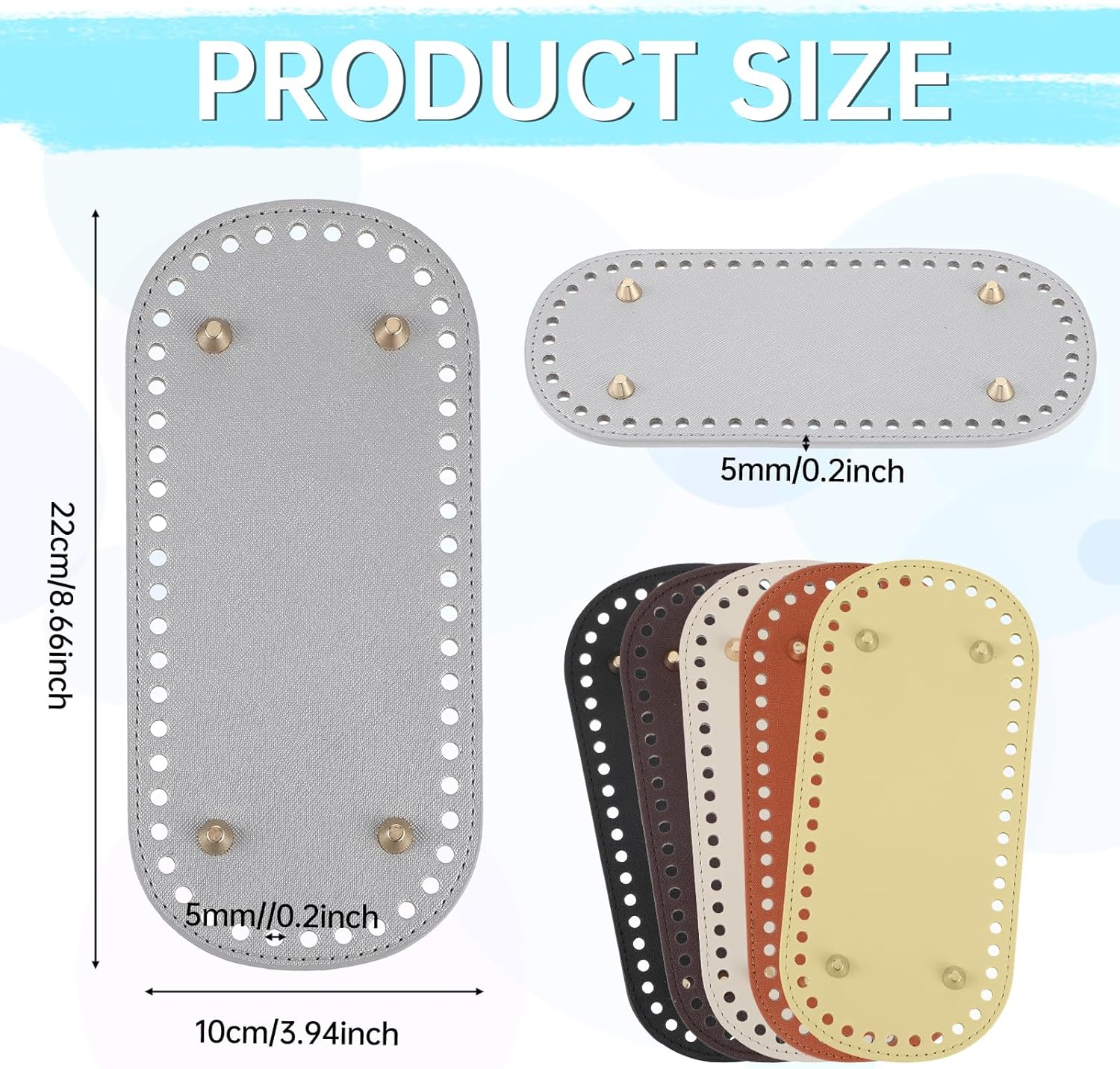 simarro 6 Pcs Bag Bases for Crochet, PU Leather Bag Bottom Shaper Oval Bag Bottom Pad Knitting Crochet Base Purse Bottom with Holes for DIY Crochet Bag Shoulder Bags Purse Crafts Making - Image 4