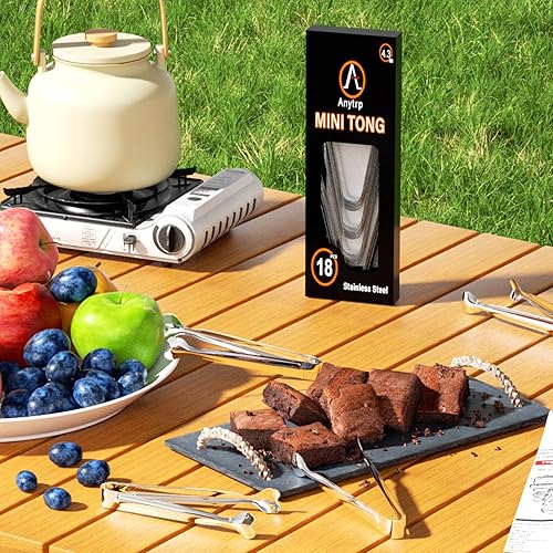 Miniatura 4 de Anytrp - Pinzas para servir, paquete de 18 pinzas de acero inoxidable para azúcar, pinzas de hielo de 4.3 pulgadas, pinzas de cocina, aperitivos