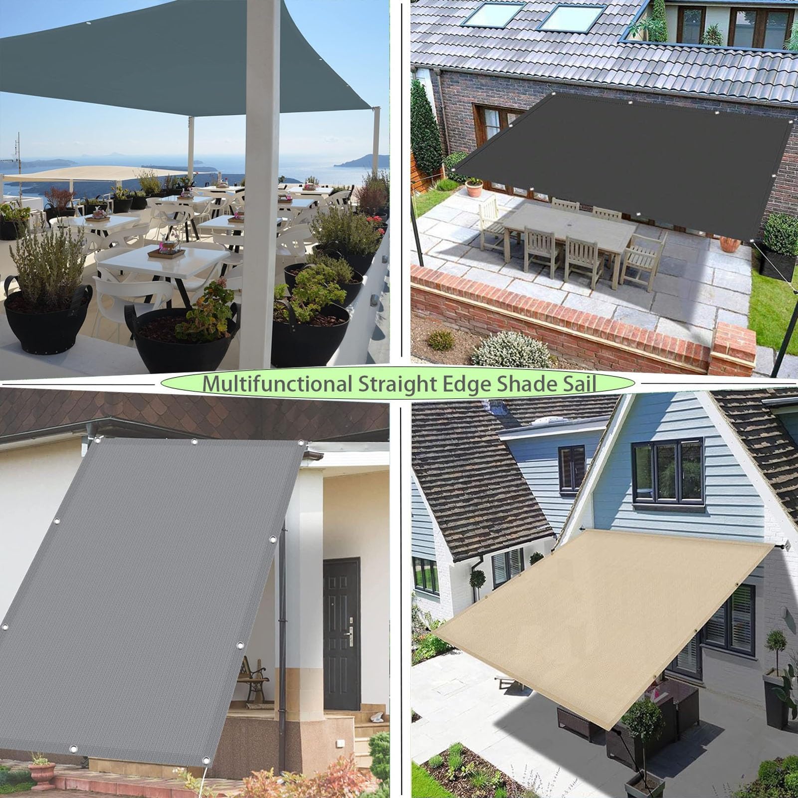 Sonnensegel mit Ösen Sonnensegel Rechteckig 3.2 x 3.2 m Wasserdicht Sonnenschutz Wetterschutz, mit Seil Sonnensegel Wasserdicht Rechtwinklig Balkon Sonnensegel, für Balkon Garten, Hellgrau