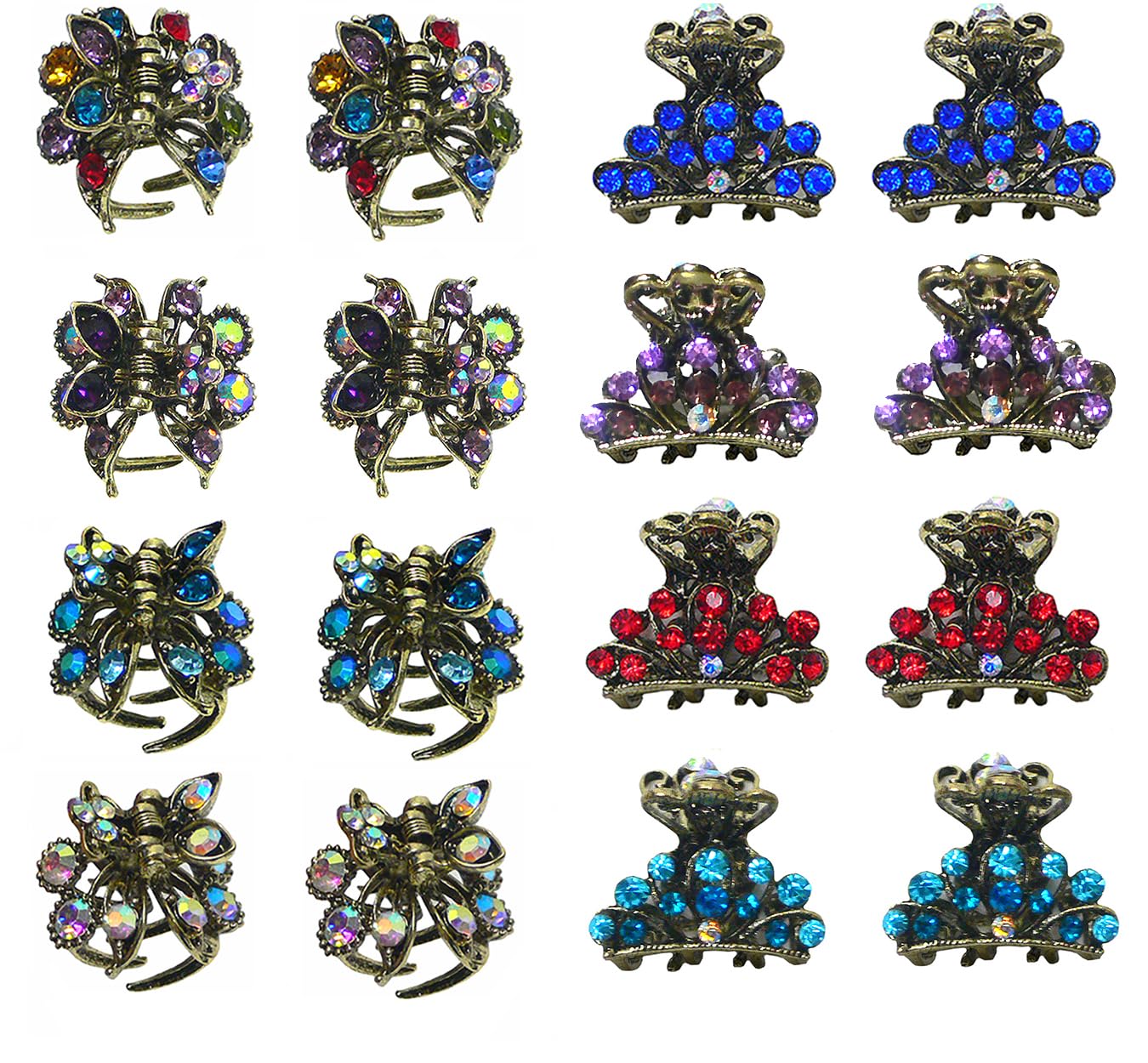 2 Set of 8, 16 Count, Mini Metal Hair Claws, Light Weight Jaw Claw Clips U864175-5/425-16d2
