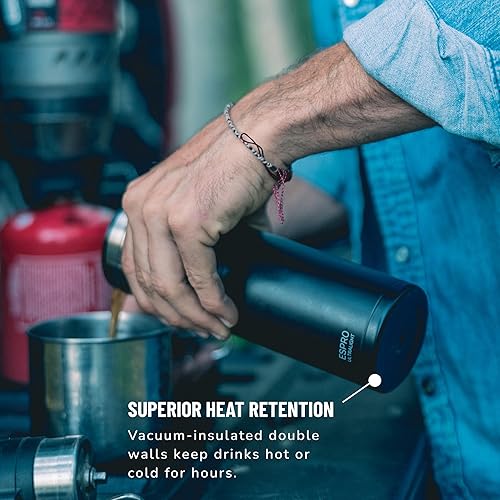 Miniatura 7 de ESPRO P0 Prensa francesa ultraligera - Cafetera y tetera aislada al vacío de acero inoxidable de doble pared 16 onzas negro meteorito mate