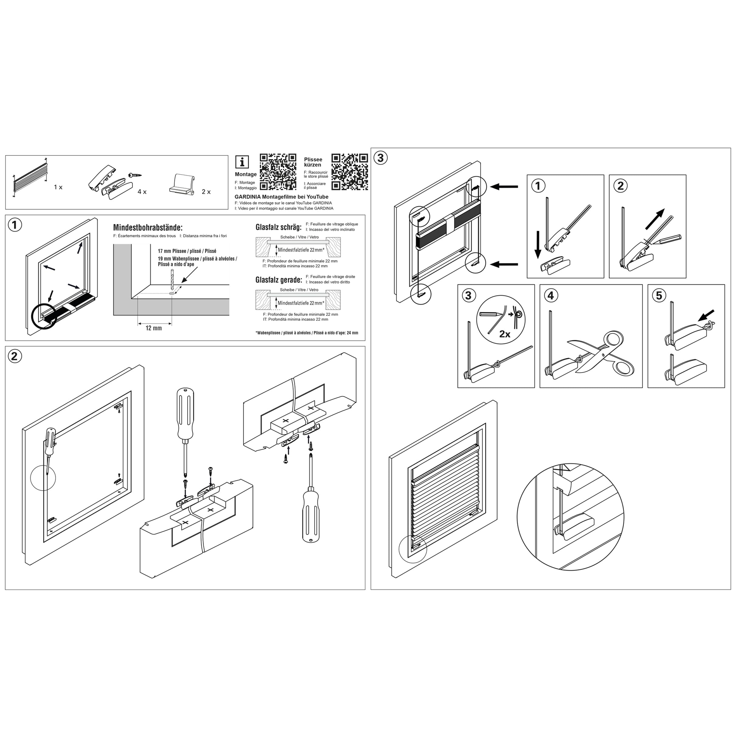 GARDINIA Wabenplissee Concept Tageslicht, Blickdichtes Faltrollo, Alle Montage-Teile inklusive, EASYFIX Plissee verspannt mit 2 Bedienschienen, Weiß, 90 x 130 cm (BxH)