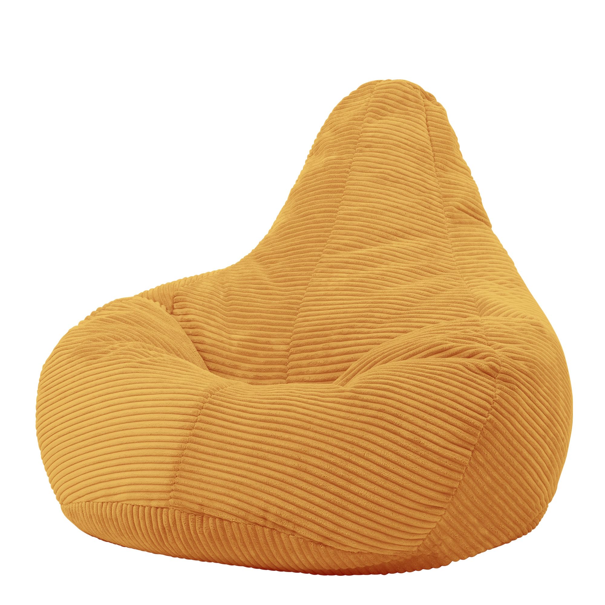 icon Dalton Cord Recliner Bean Bag, Ochre Yellow, Large Adult Bean Bag Chair with Filling Included, Comfy Chair, Living Room Furniture, Bedroom Furniture