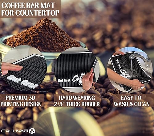 Miniatura 2 de But First - Tapete de café para encimera, tapete de goma para bar y barra de café, 18 x 12 pulgadas, accesorios de cocina para encimera, tapetes de