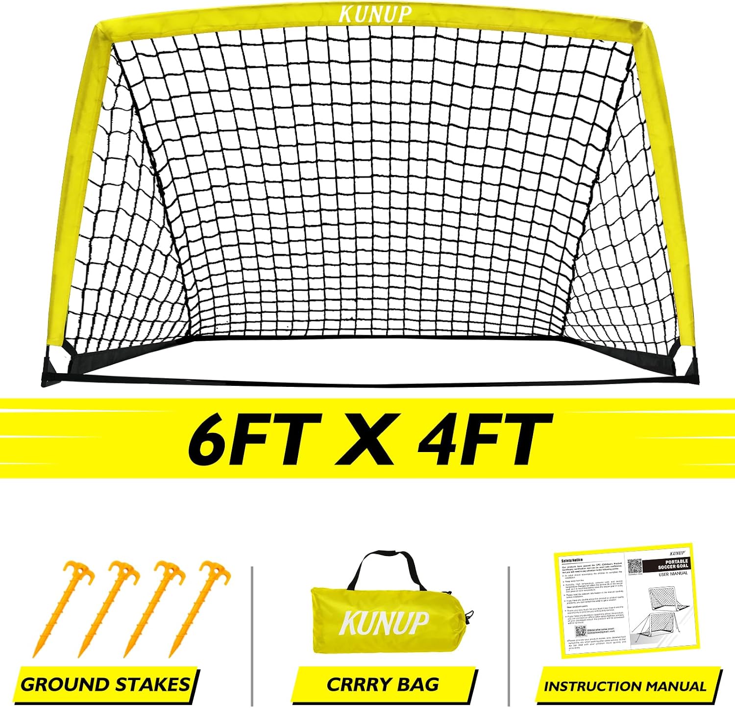 5×3 6x4 9x5 FT Portable Kids Soccer Goal for Backyard, Foldable Soccer Practice Net with Carrying Bag for Toddler Youth Adult Pop Up Soccer Training Equipment Indoor and Outdoor Sports Game