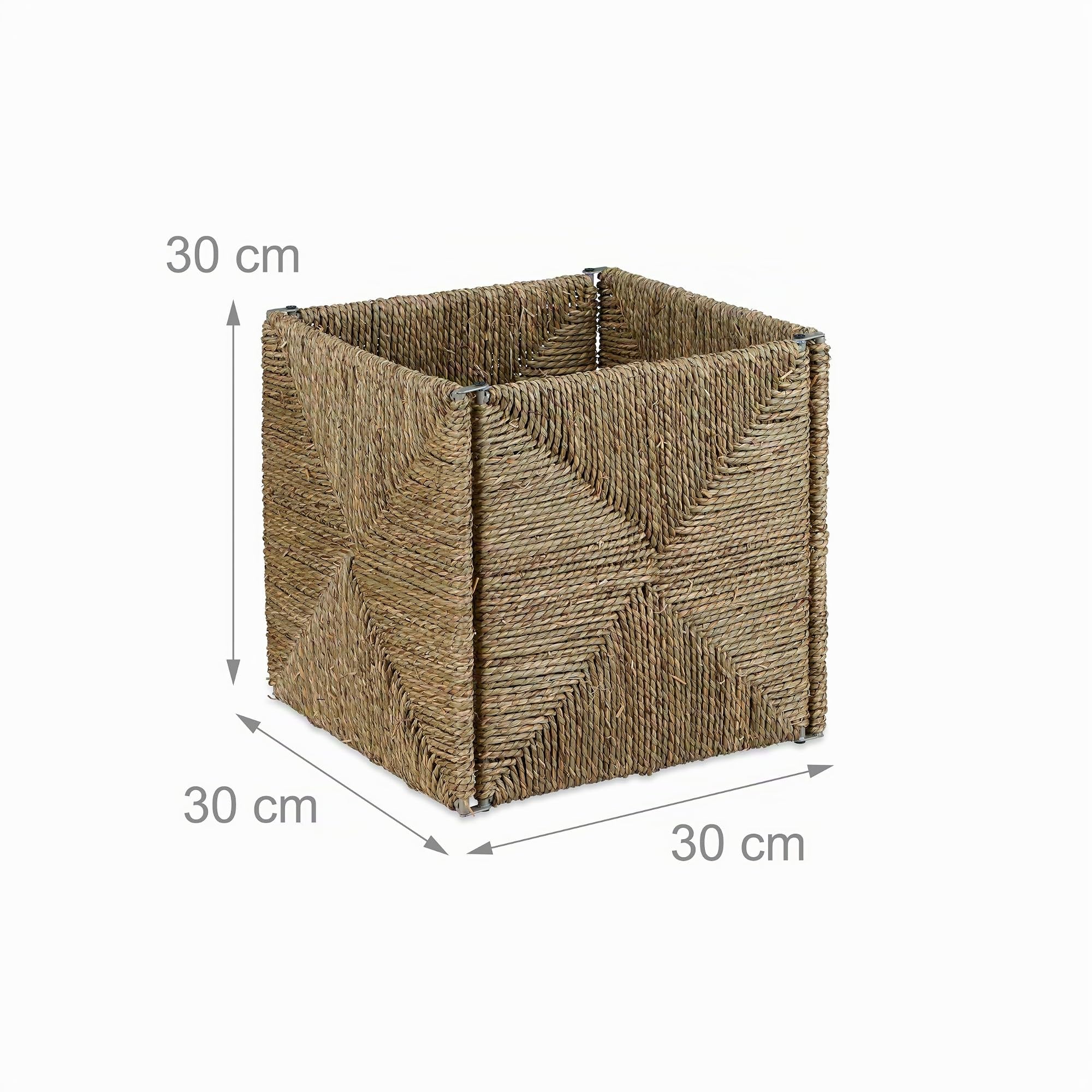 Cesta Almacenaje Cuadrada Hierba Marina Caja Organizadora Trenzada 30 x 30 x 30 cm Natural