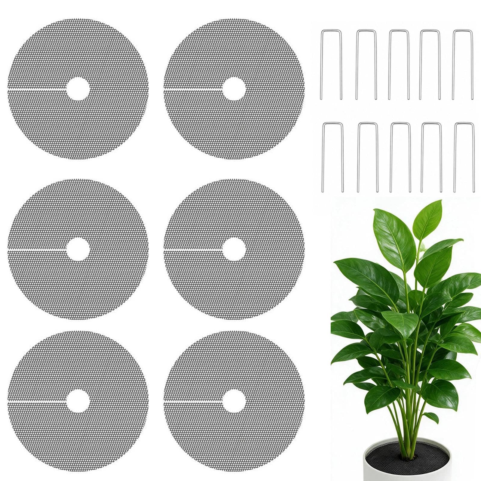 6 PCS Plant Pot Cover, 30cm Cuttable Plant Pot Grid, Round Safety Plant Garden Guard Cover Cuttable Flowerpot Soilcover Protectors for Gardening Flower from Animals Keep Cats Squirrels Out of Pots
