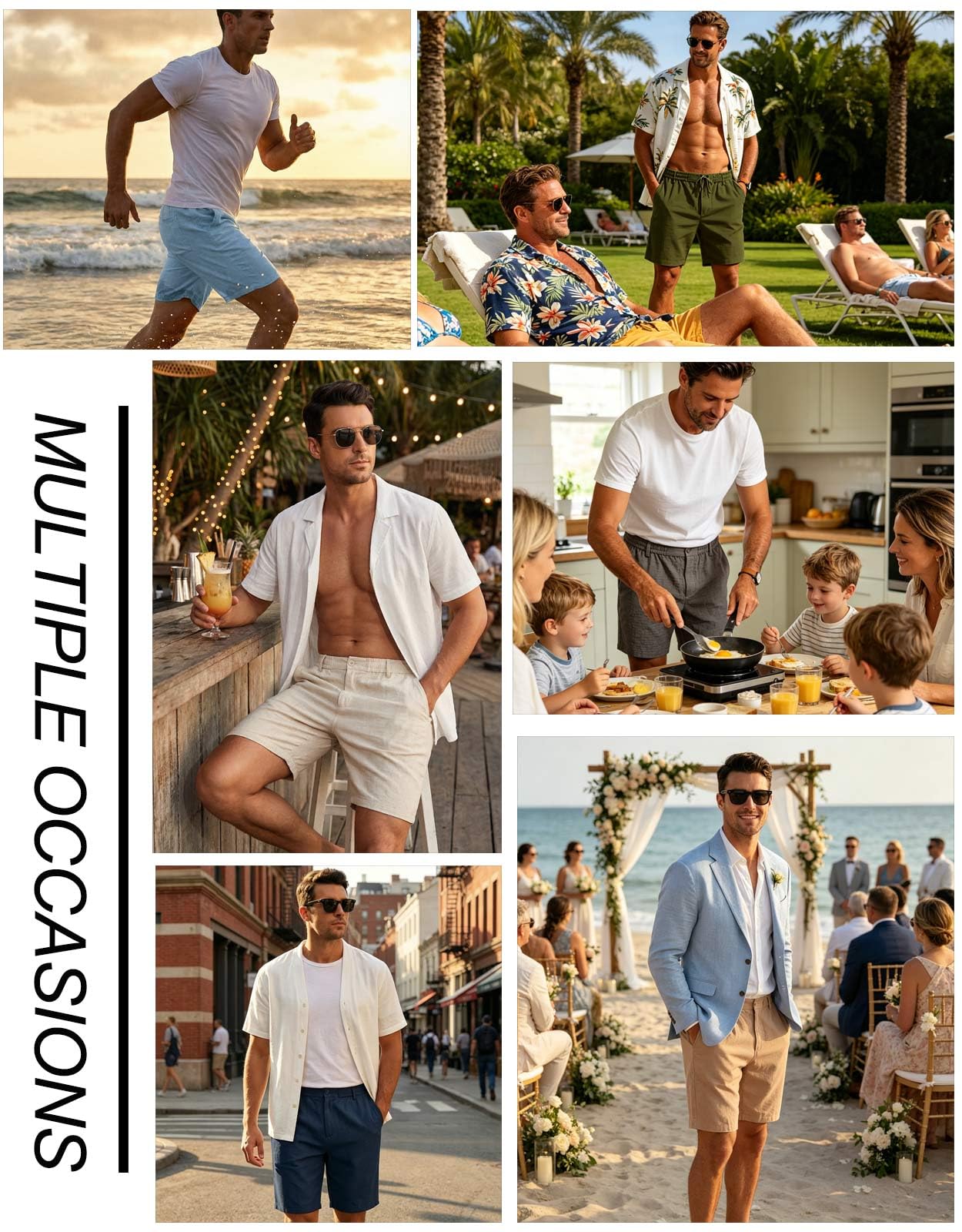Halfword Lino Bermudas Cortos para Hombre Verano Casual Ligeros Elásticos