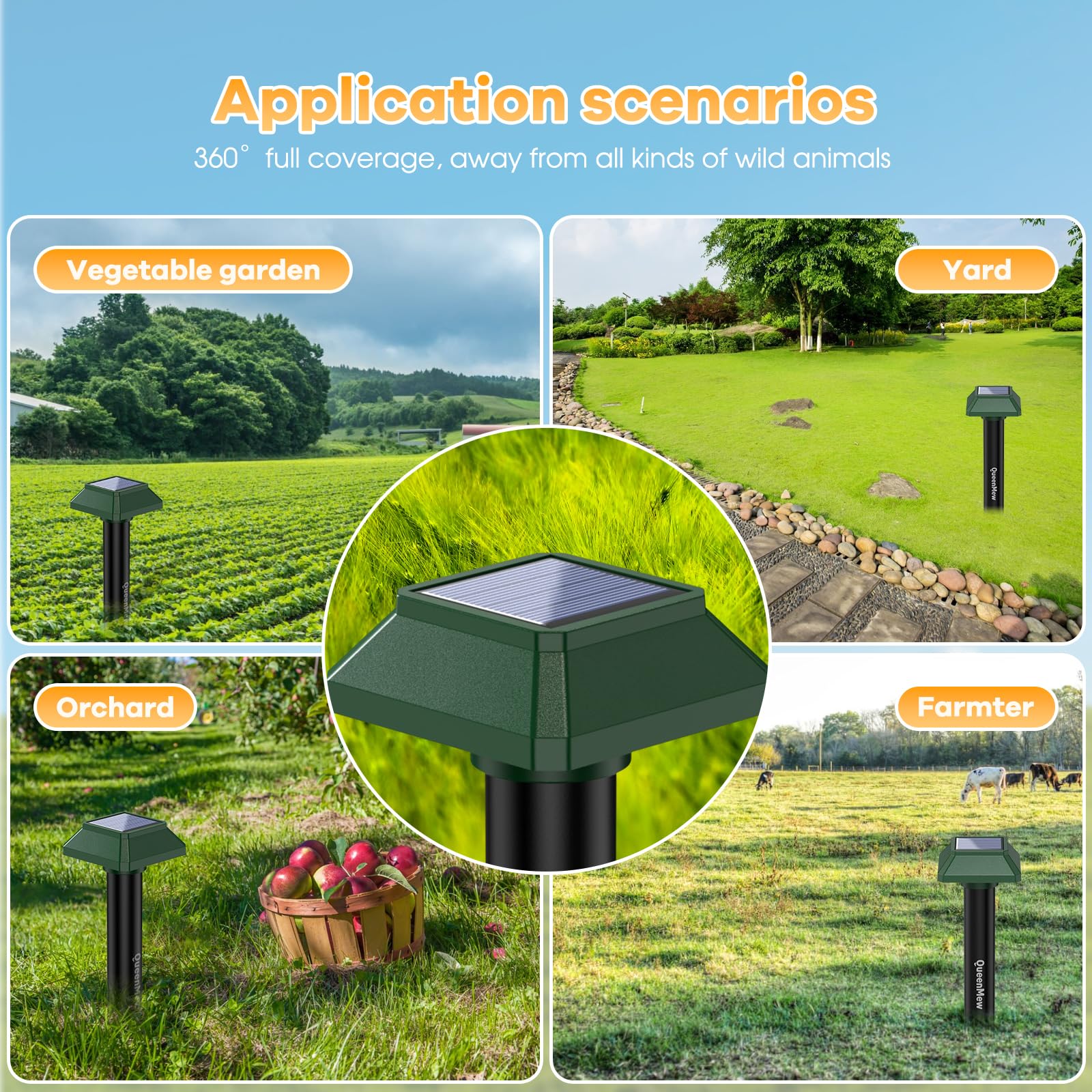 Anti Taupe Ultrason 4-Pack, Repulsif Taupe Solaire Piege a Taupe pour Jardin Cour, 700 M² Étanche Extérieur Intérieur Ultrason Souris et Rats Répulsif pour Serpent pour Lapin Écureuil Raton Laveur