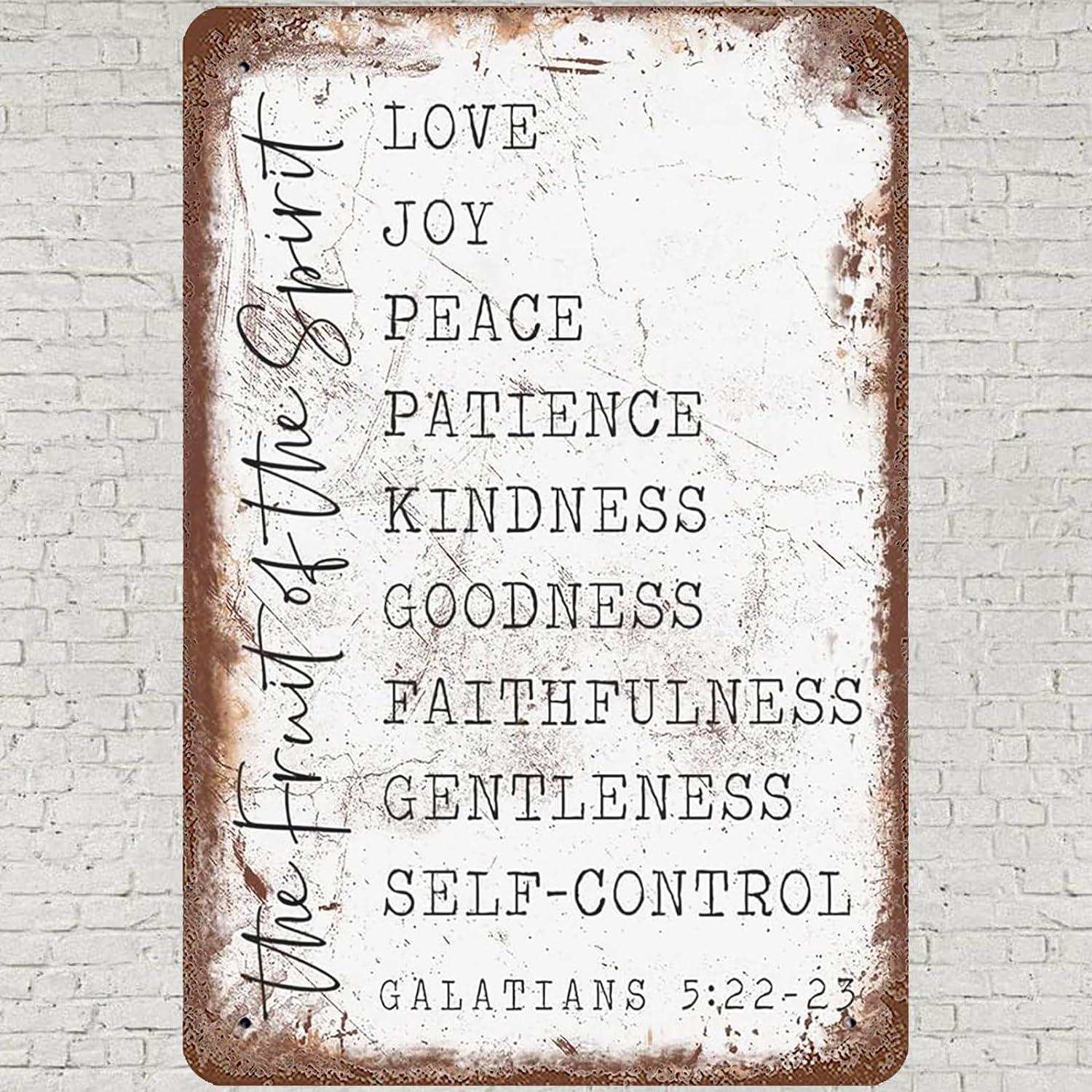 Fupaxn Colour-530 Metal Tin Sign Fruit Of The Spirit Wall Art Decor Galatians Bible Verse For Home Bedroom Kitchen Garden Garage Cafe Bar Plaque 8X12inch