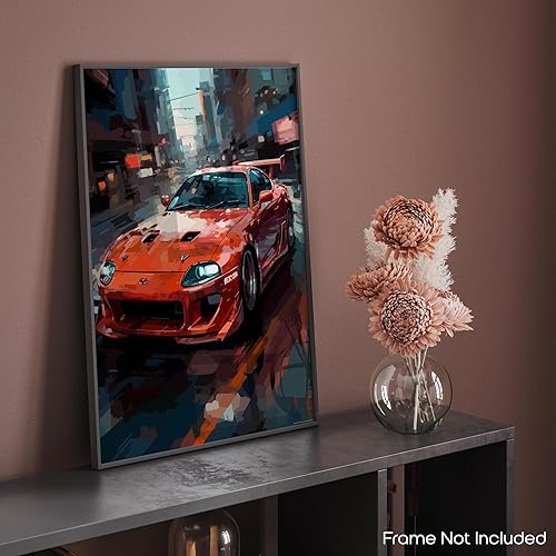Miniatura 8 de Inspirational Wall Art Co. - Emocionante | Póster de Toyota Supra 1993 - Póster de coche para habitación de niños - Decoración de pared del
