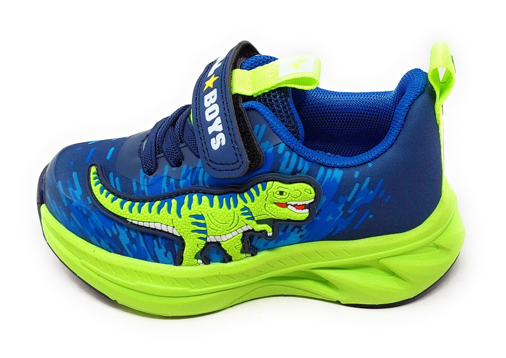 Bull Boys DNAL5155 Explorator Rex Scarpe con Luci per Bambino,​Blu e Verde,​Chiusura a Strappo,​Dinosauro T-​Rex (Blu Verde, Sistema Taglie Calzature EU, Adolescente, Numero, Media, 30)