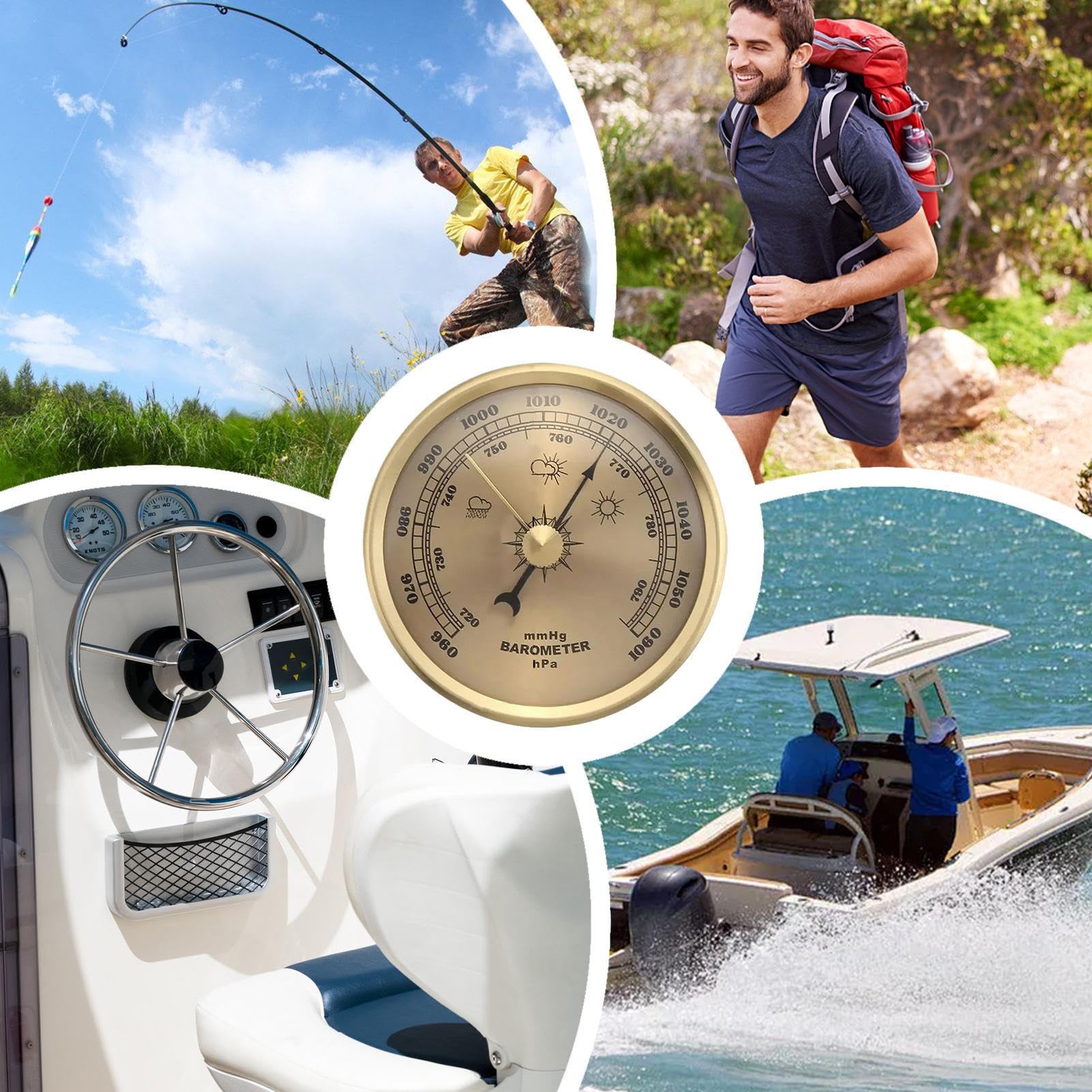 Barometro Per Pressione Atmosferica | Indicatore Meteo per Esterni,Barometro Portatile per Pesca Surf Escursionismo Campeggio Caccia,Per Uomo e Donna