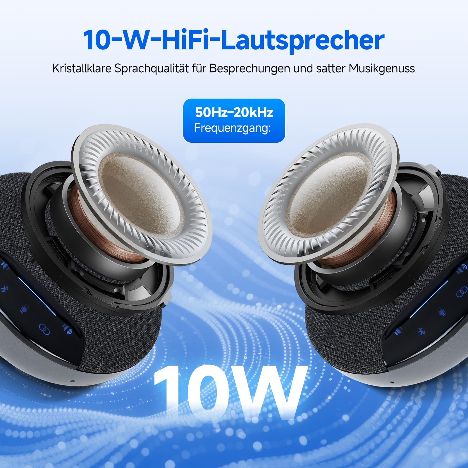 SVBONY SVN O1 Konferenzlautsprecher mit Mikrofon (2 Pack), 3A+KI-Geräuschunterdrückung, Drahtlose Erweiterungstechnologie, 10m Entfernung, 3 Plug-&-Play-Anschlüsse für Mega-Konferenz(10-20 Personen)