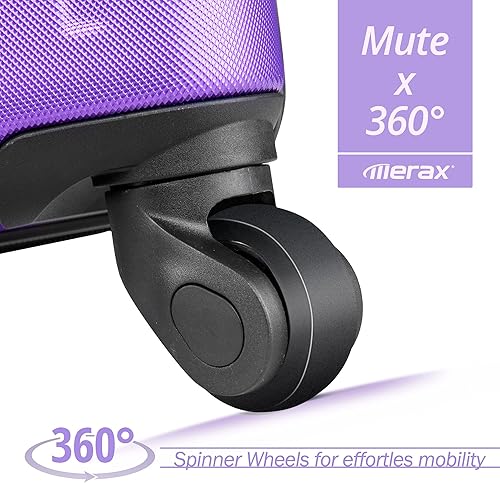 Miniatura 5 de Merax Juegos de 3 piezas expandibles con cerradura TSA equipaje rígido ligero con ruedas giratorias Morado 2 Piezas 2028 talla única Juego de