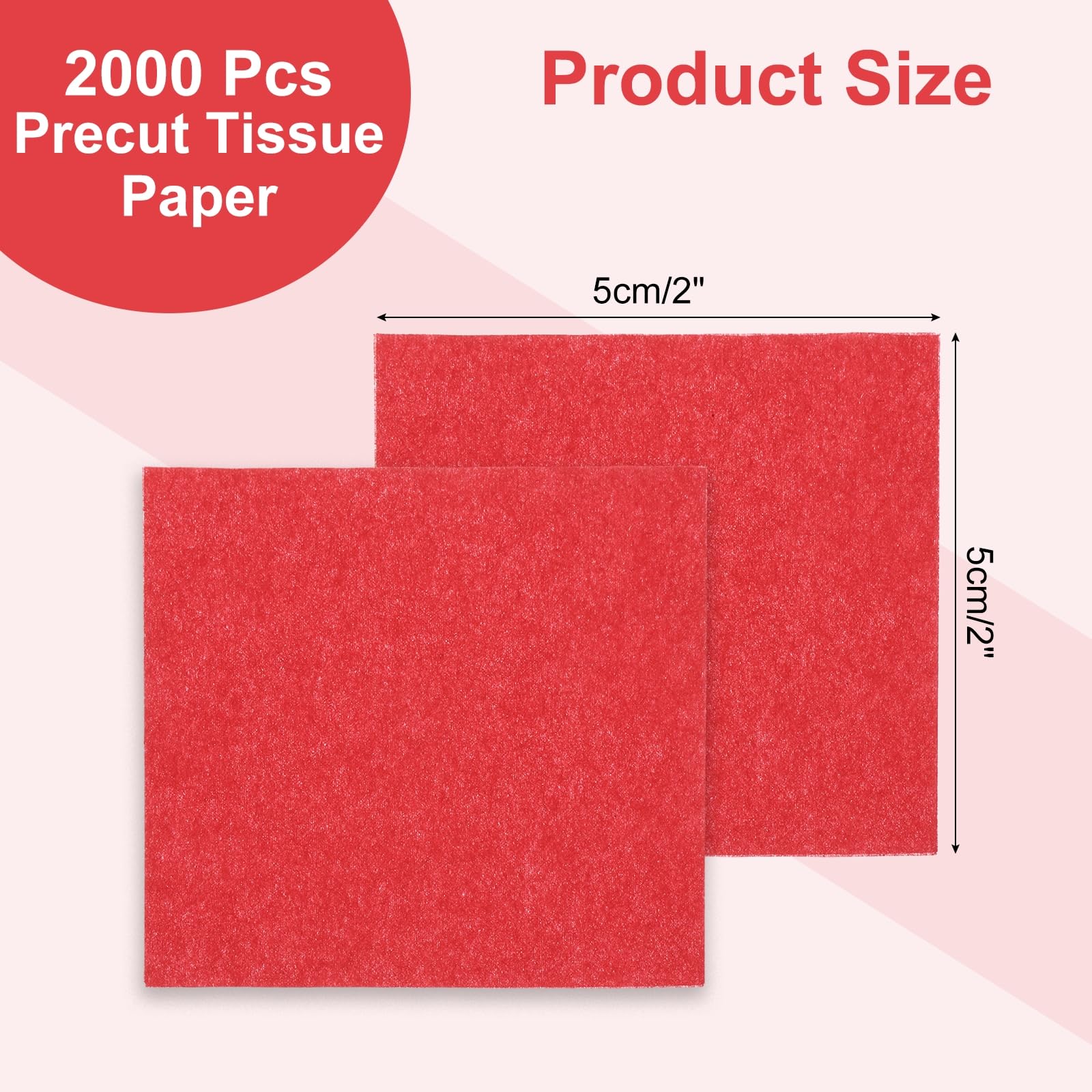 Rebower 2000 Pcs 2 Inch Tissue Paper Squares, Red Tissue Squares Table Confetti Colorful Tissue Paper Bulk - Image 2